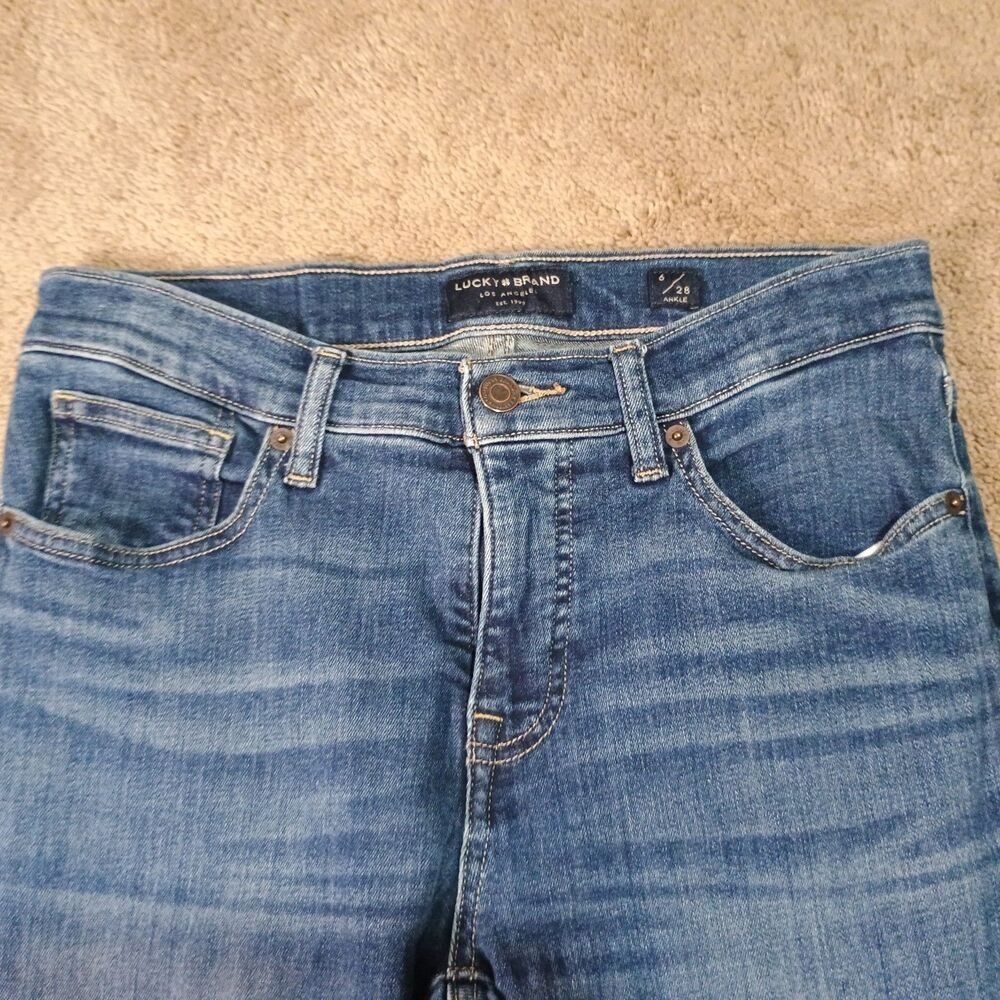 Lucky Brand Ankle Skinny Jeans Medium Wash Blue Denim Size 6/28